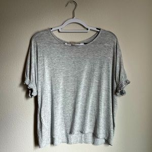 Loft Short Sleeve Gray Blouse, Women’s Size Large